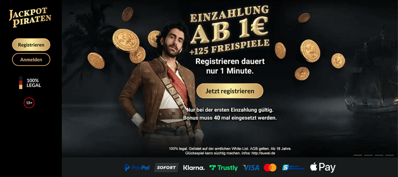 JackpotPiraten Casino mit Paysafecard